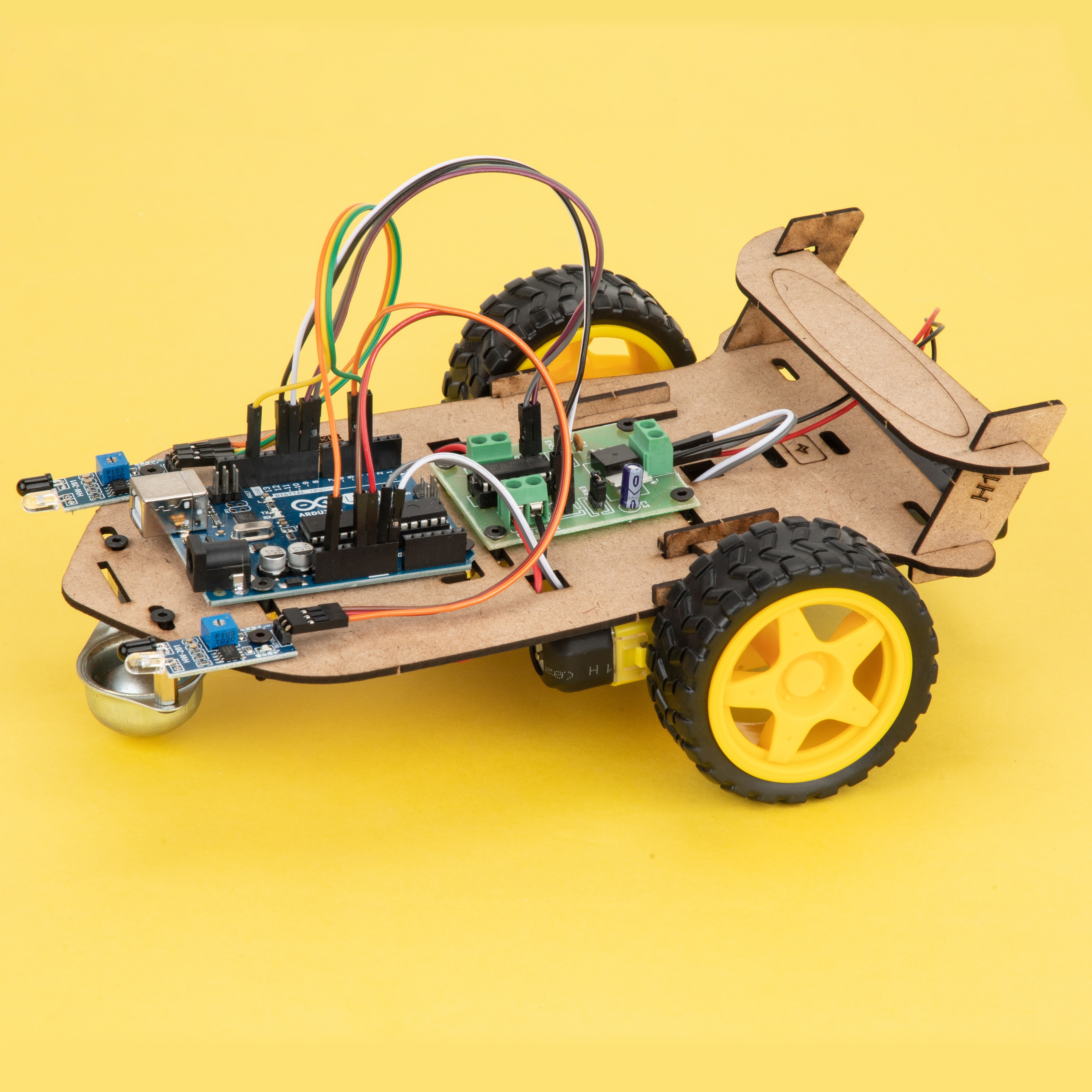 A robot being built
